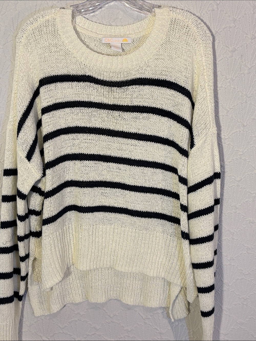 C&C California Cream Sweater with Blue Stripes
